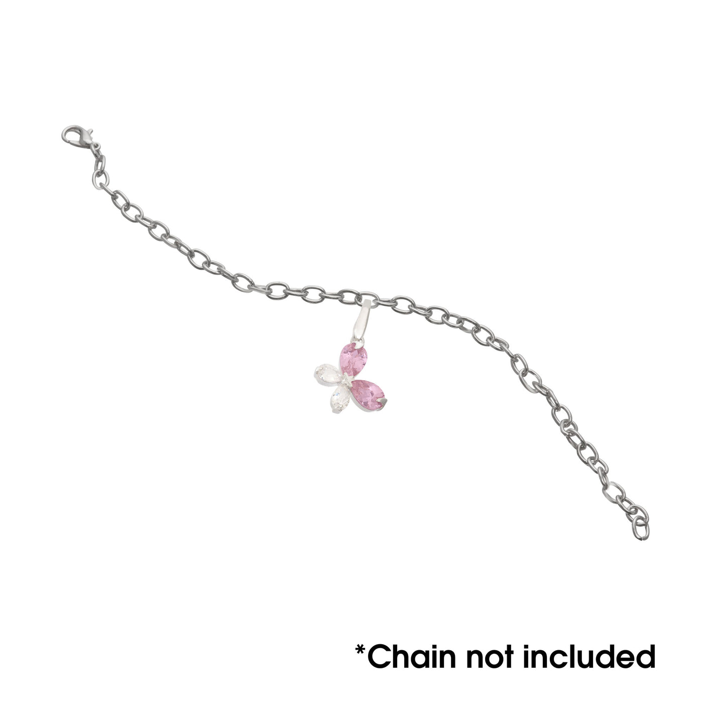 Sterling Silver Pink And White Butterfly Charm