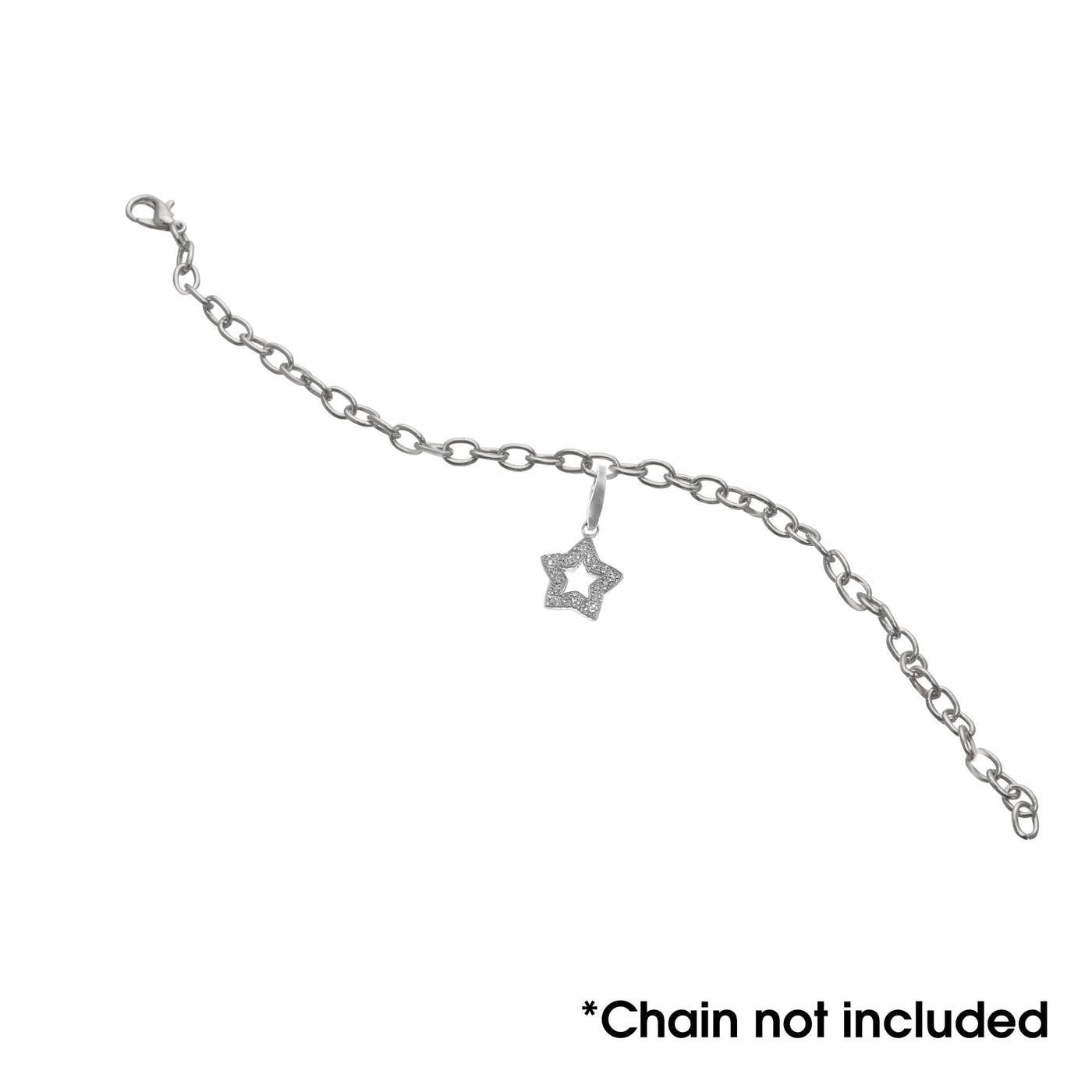 Sterling Silver Star With White CZ Charm