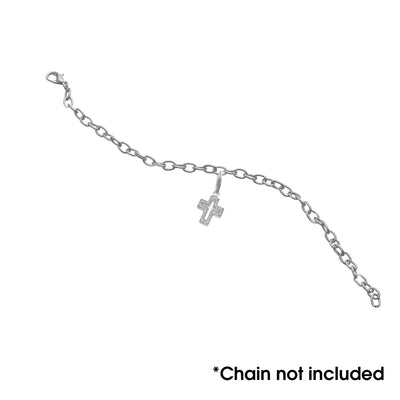 Sterling Silver Cross With White CZ Charm