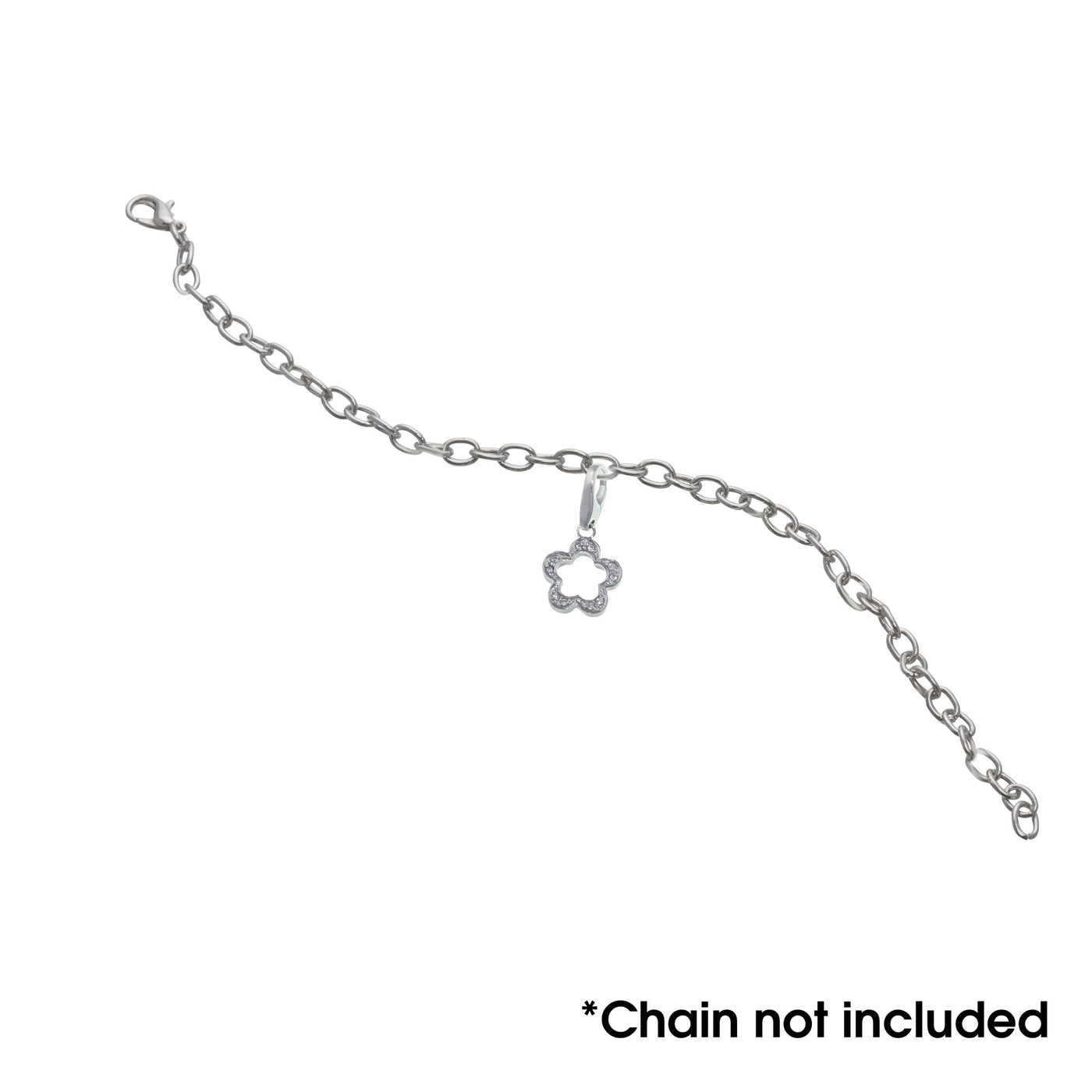 Sterling Silver Open Clover With CZ Charm
