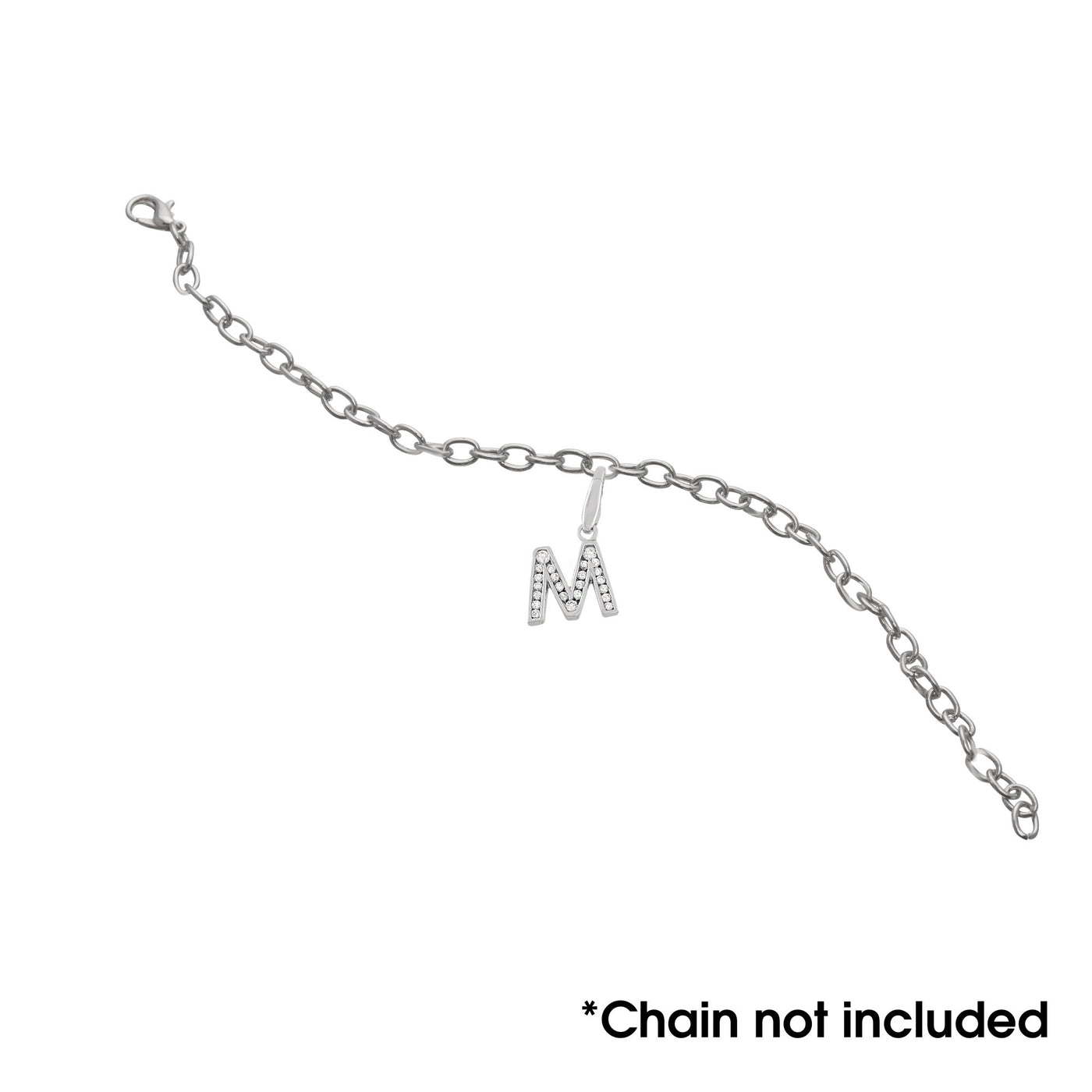 Sterling Silver "M" With CZ Charm