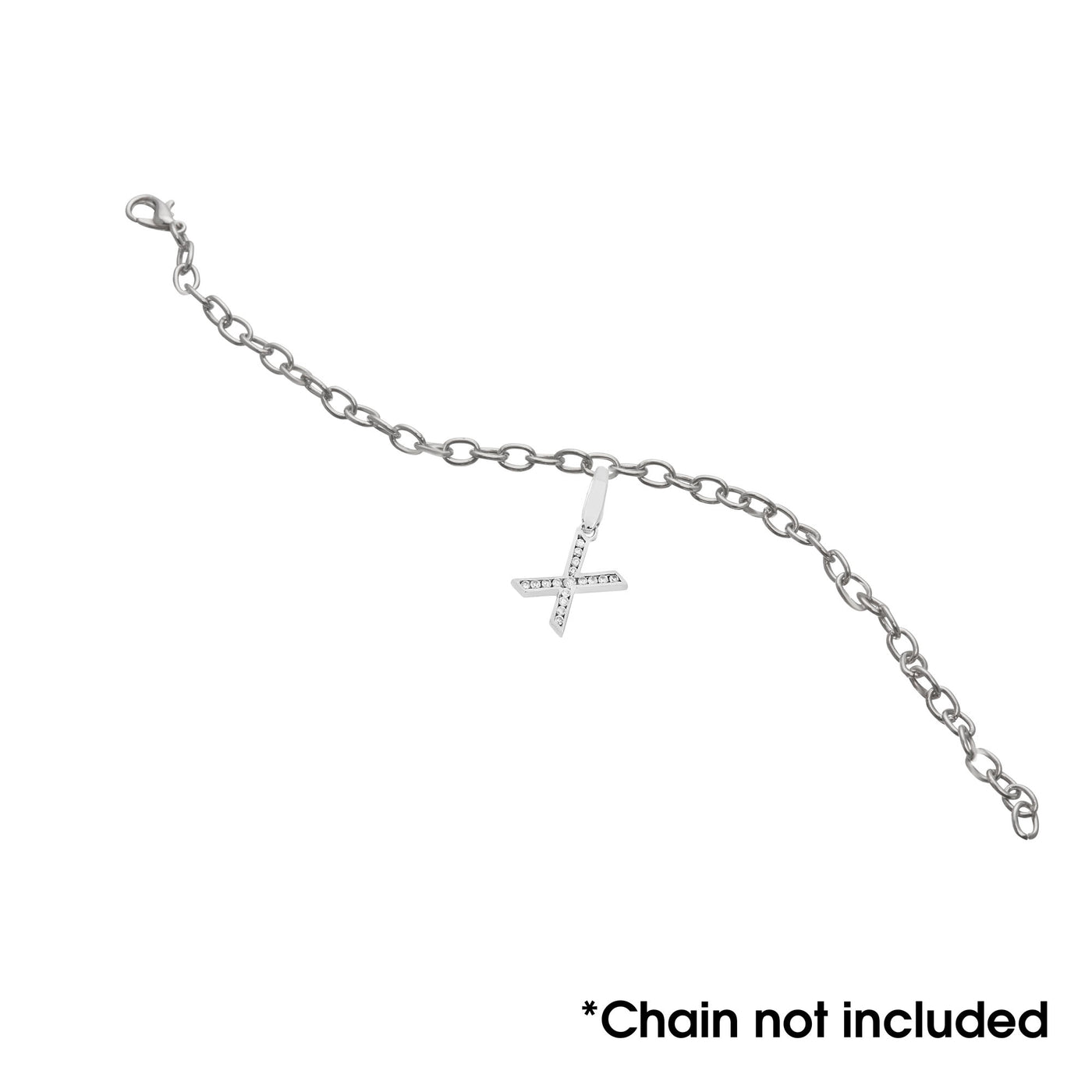 Sterling Silver "X" With CZ Charm