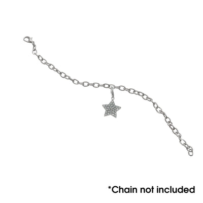 Sterling Silver Large Star With White CZ Charm