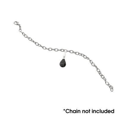 Sterling Silver With Faceted Black CZ Briolete Charm
