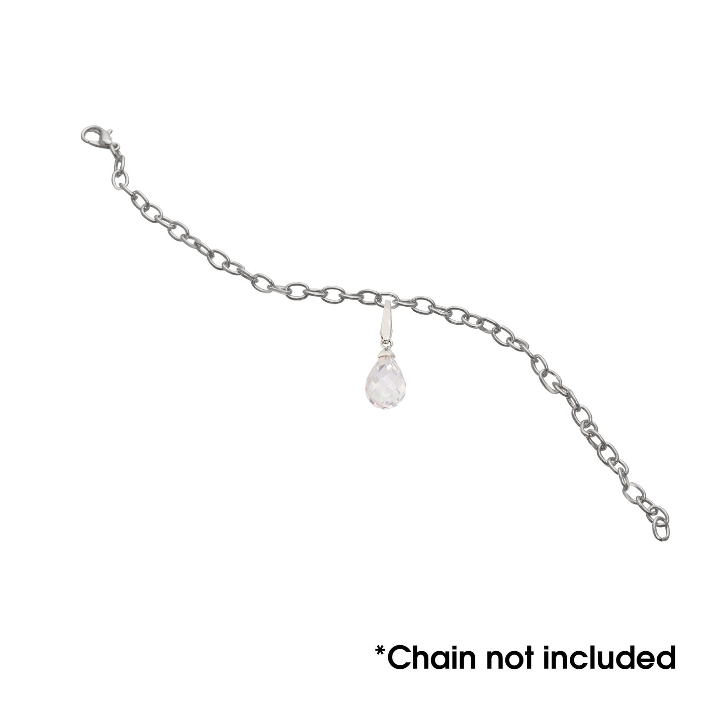 Sterling Silver Faceted White CZ Briolete Charm