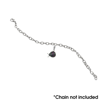 Sterling Silver Lady Bug With Red And Black CZ Charm