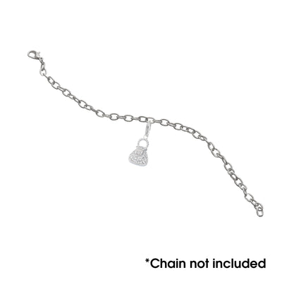 Sterling Silver Large Handbag With White CZ Charm