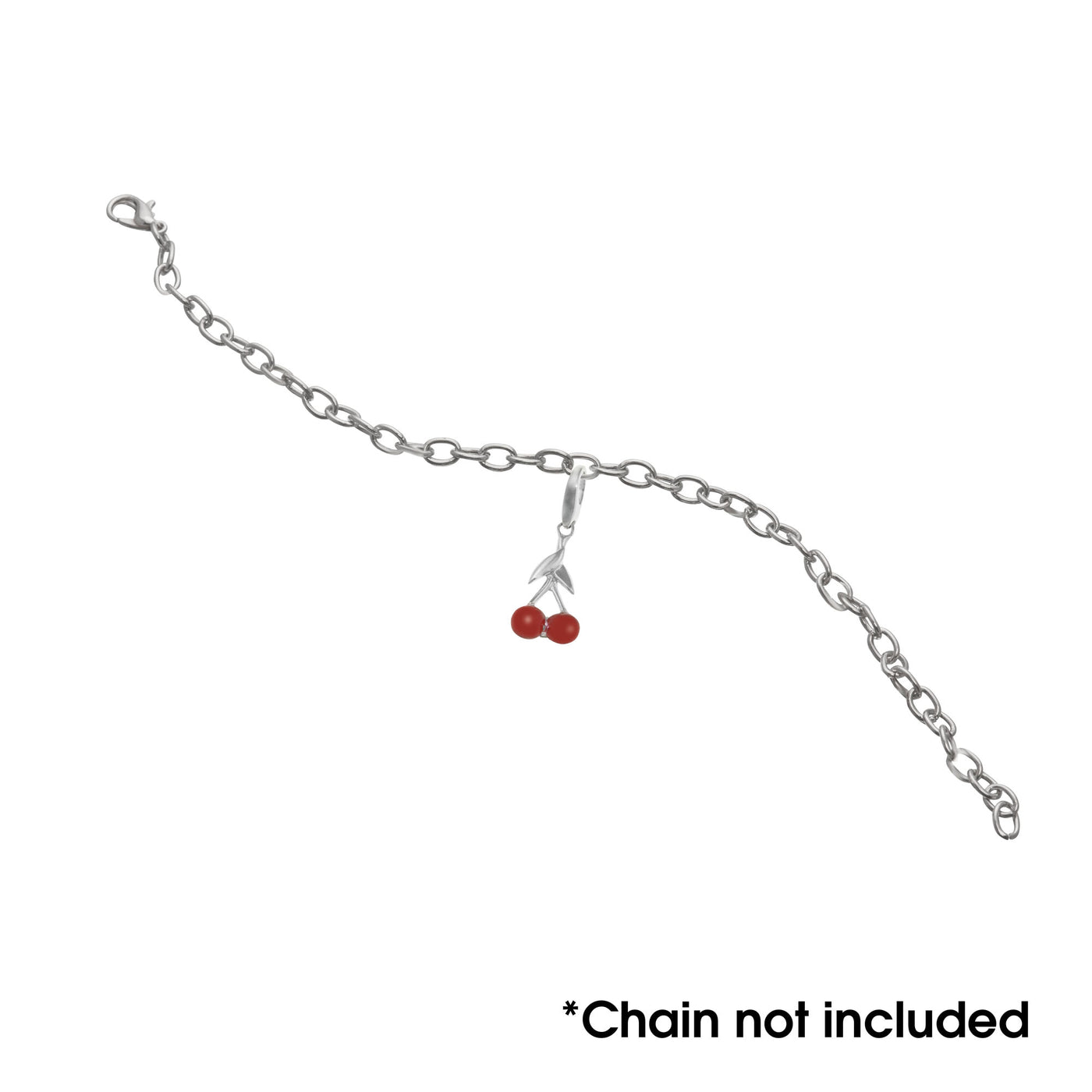 Sterling Silver Cherries With Red Enamel Charm
