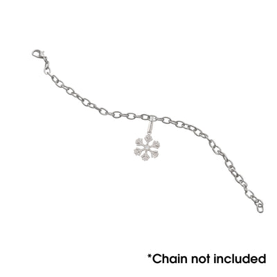 Sterling Silver Snowflake With White CZ Charm