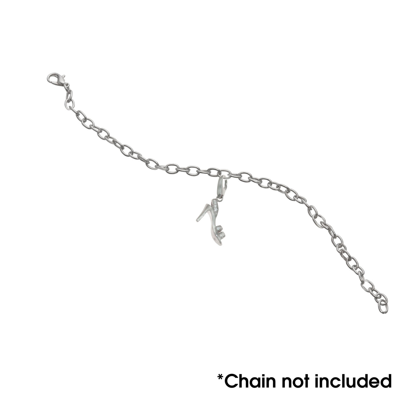 Sterling Silver Shoe With White CZ Charm