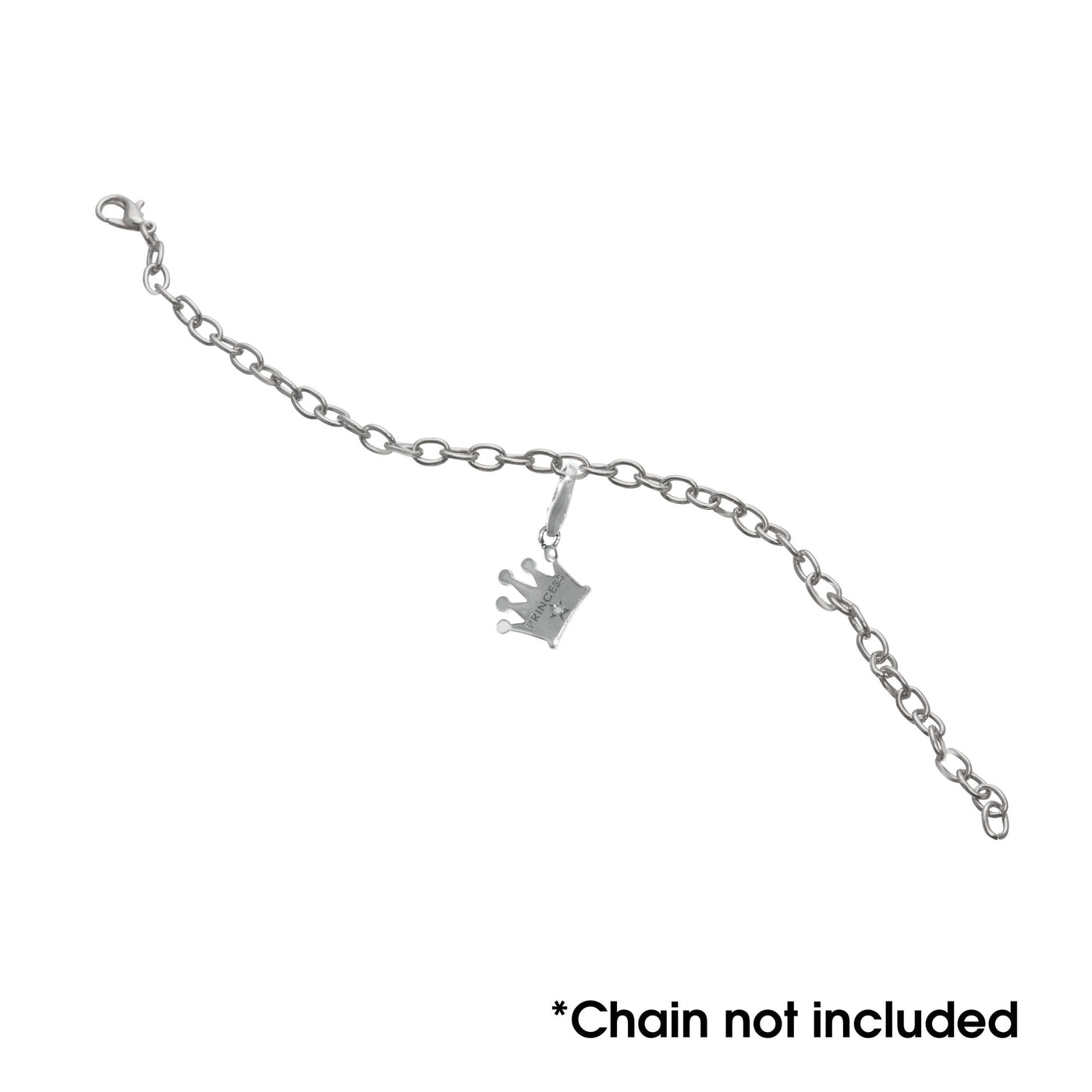Sterling Silver Crown With Diamond Nested In Star Charm