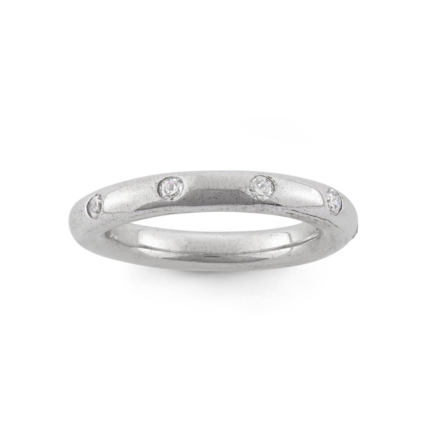 Sterling Silver Spinning Ring With Bezel Set White CZ