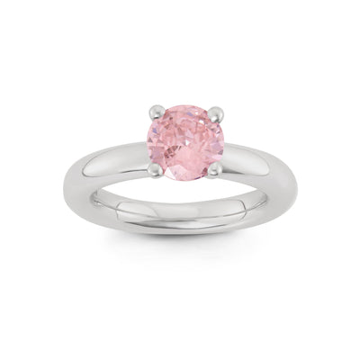 Sterling Silver Spinning Ring With Faceted Pink Round CZ Center Stone