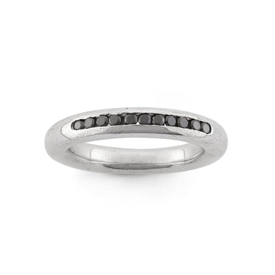 Sterling Silver Spinning Ring With Row Of Black Set CZ