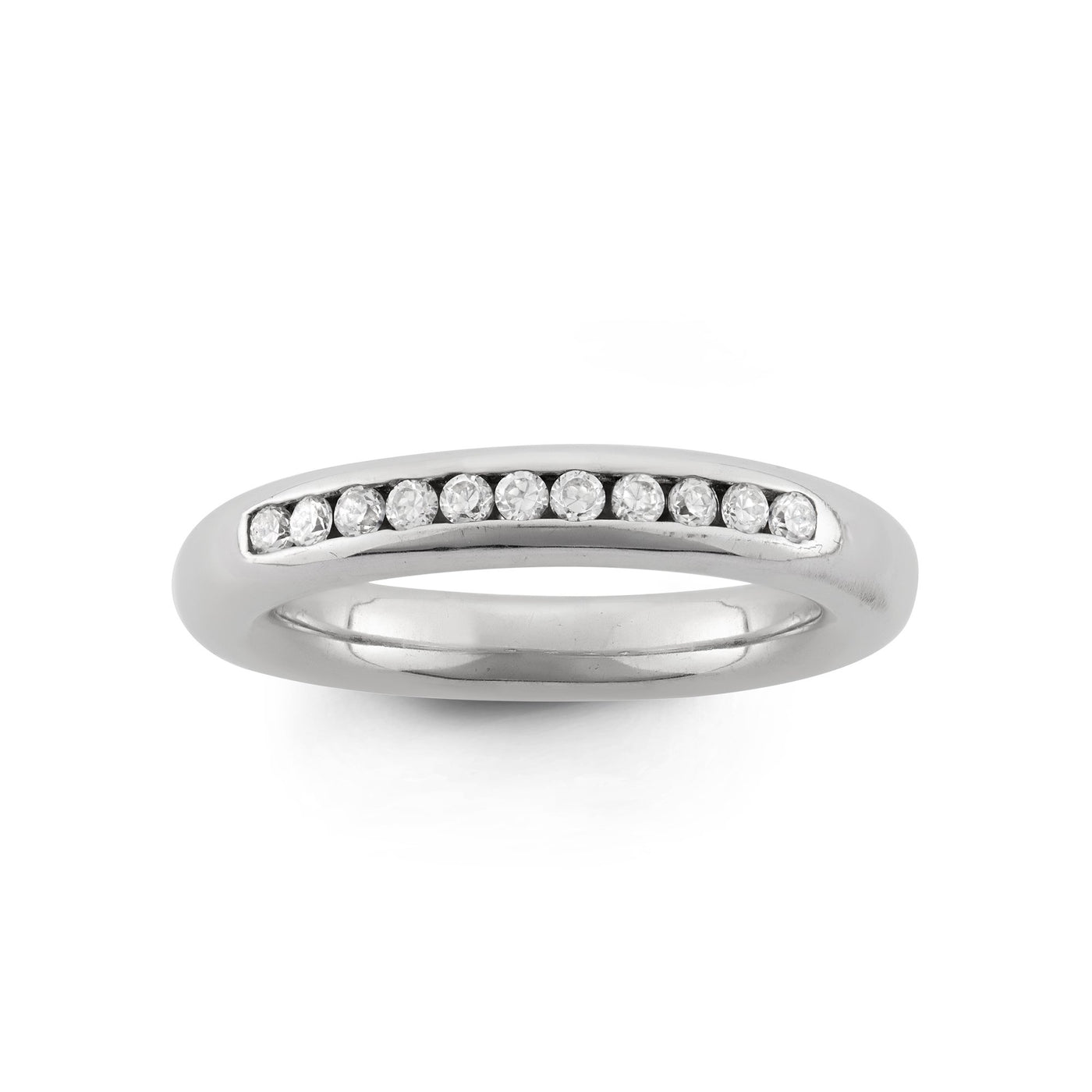 Sterling Silver Spinning Ring With Row Of White Set CZ