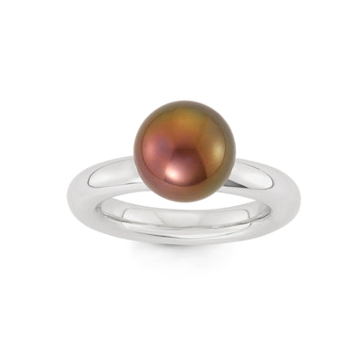 Sterling Silver Spinning Ring With Rust Shell Pearl