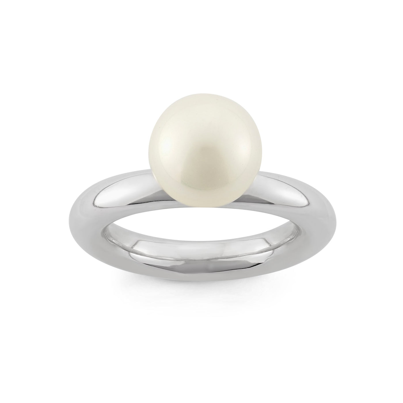 Sterling Silver Spinning Ring With White Shell Pearl