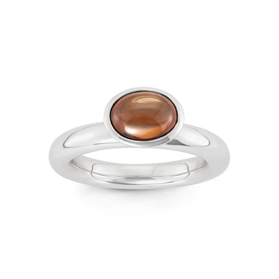 Sterling Silver Spinning Ring With Amber Oval CZ Center Stone