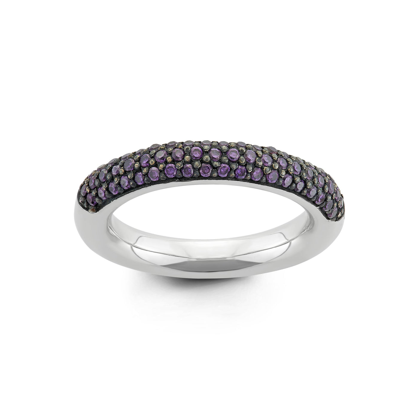 Sterling Silver Spinning Ring With Pave Purple CZ