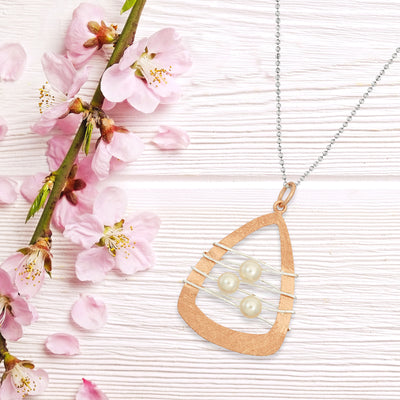 Rose Gold Plated Sterling Silver Dreamcatcher with Pearl Pendant Necklace