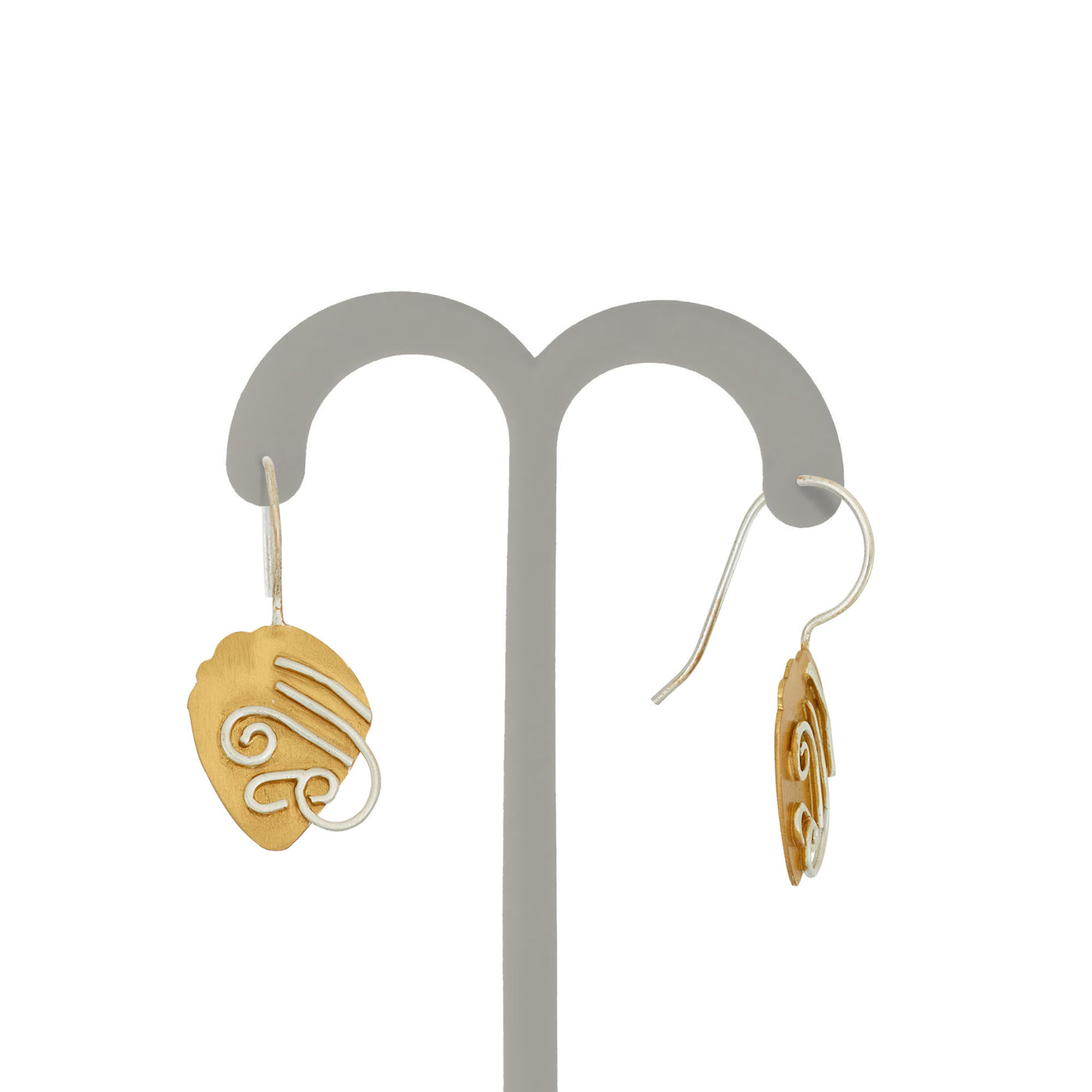 Gold Plated Sterling Silver Acorn Earring with Silver Scroll