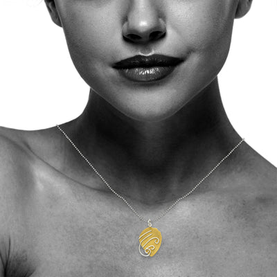 Gold Plated Sterling Silver Acorn with Silver Scroll Pendant Necklace