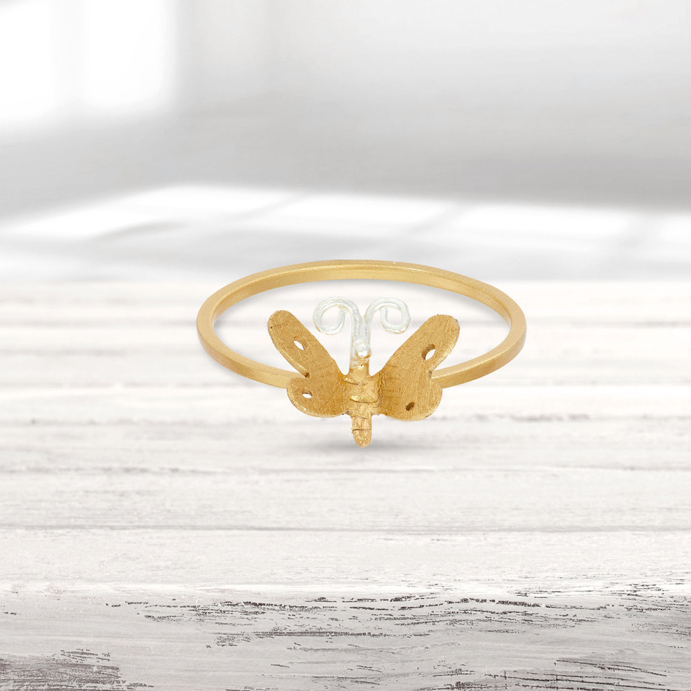 Gold and Fine Silver Plated Sterling Silver Butterfly Ring