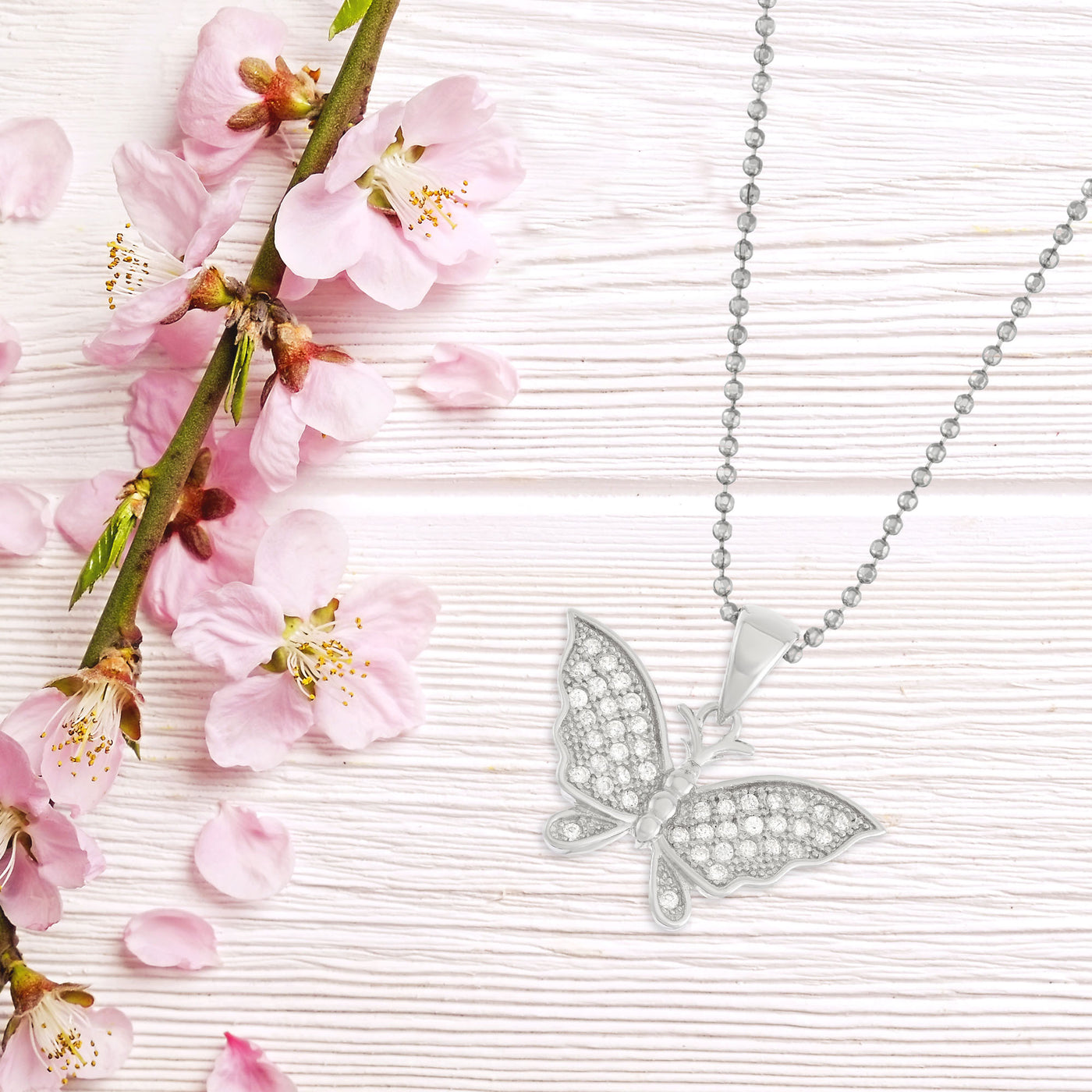 Majestic Butterfly Pendant With Cz Stones