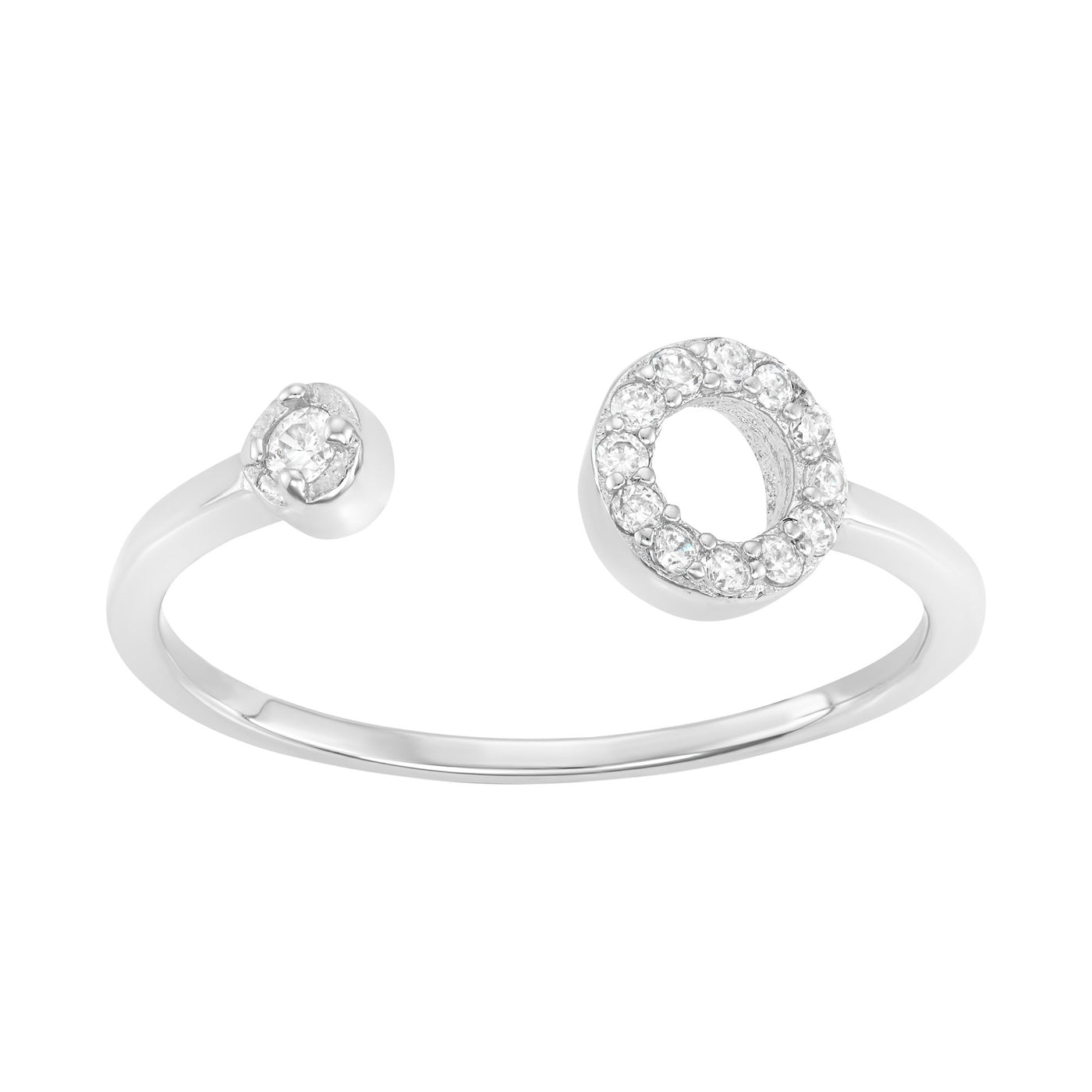 Sterling Silver Open Circle With Circle Ring With CZ Stones
