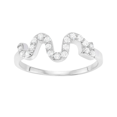 Sterling Silver Snake Ring With CZ Stones
