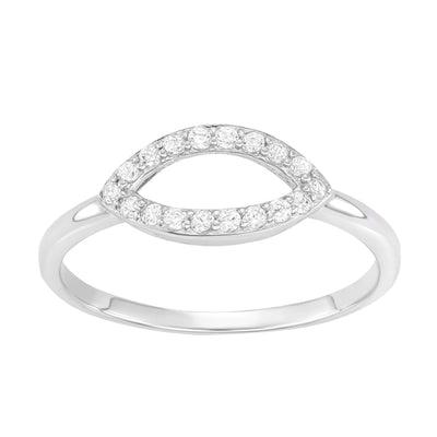 Sterling Silver Ellipses Ring With CZ Stones