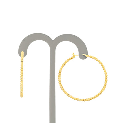 Gold Plated Silver 40mm Dc Beaded Hoop Earring