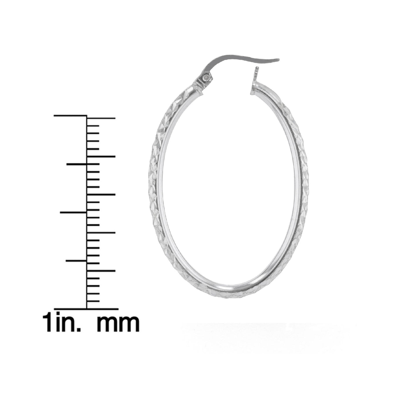 Sterling Silver 2.5mmx35mm Oval Diamond Cut Tube Earrings