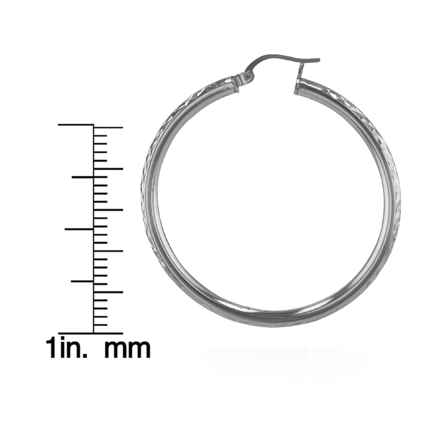 Sterling Silver 3mmx45mm Round Diamond Cut Tube Earrings