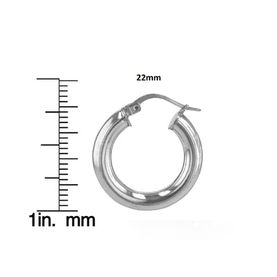 Sterling Silver 4mmx22mm Round Polished Tube Earrings
