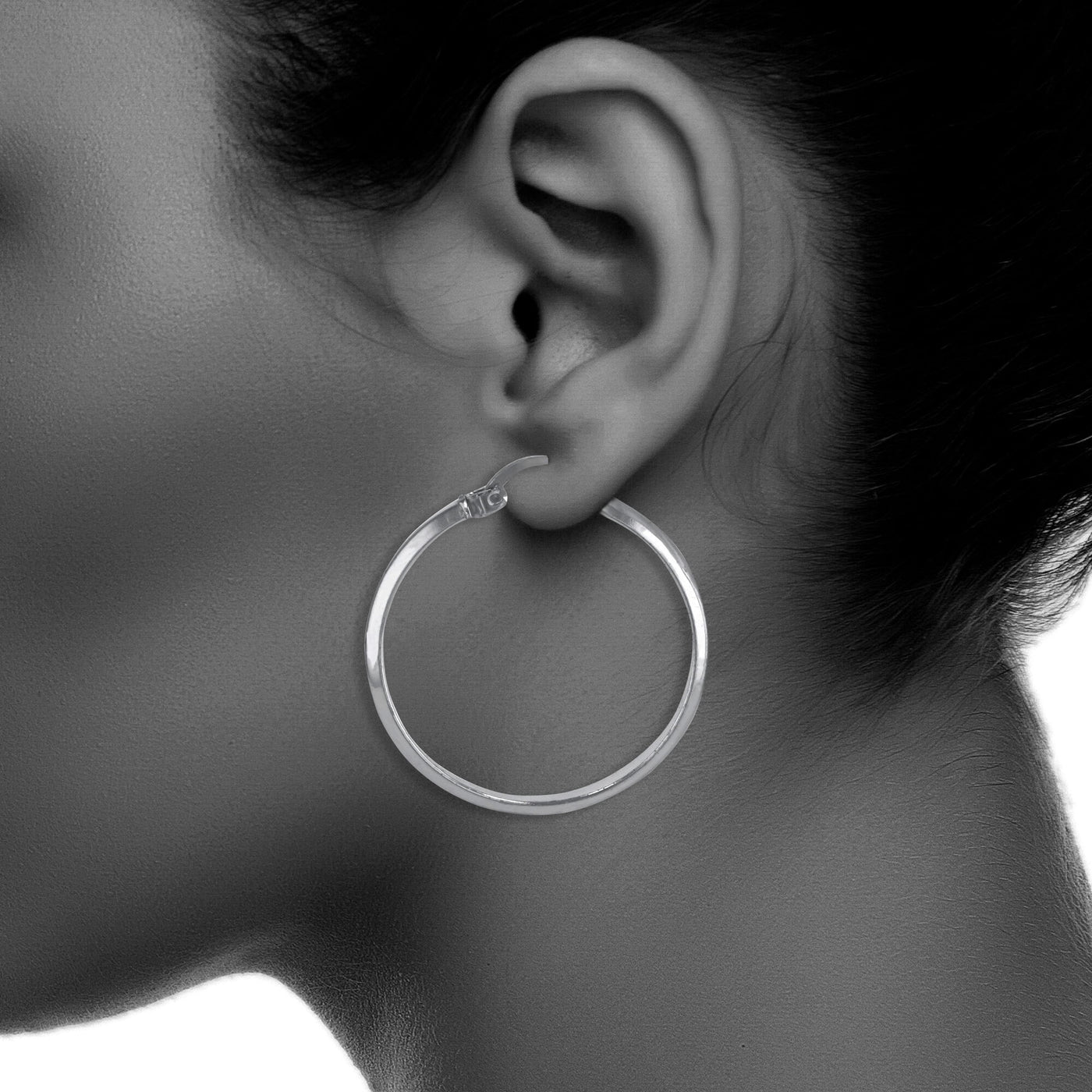 Sterling Silver 3mmx30mm D Shape Round Polished Tube Earrings