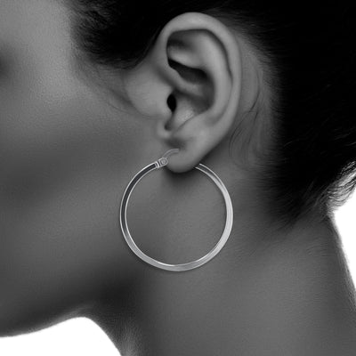 Sterling Silver 1.5mmx30mm Square Tube Round Polished Earrings