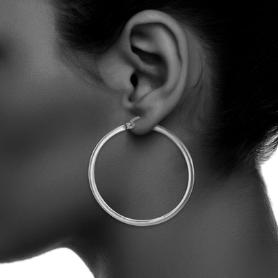 Sterling Silver 2mmx40mm Square Round Polished Tube Earrings
