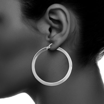 Sterling Silver 3mmx40mm Square Round Polished Tube Earrings