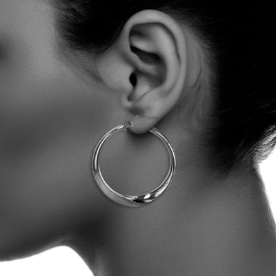 Sterling Silver 5mmx30mm Twisted Obelesque Polished Round Tube Earrings
