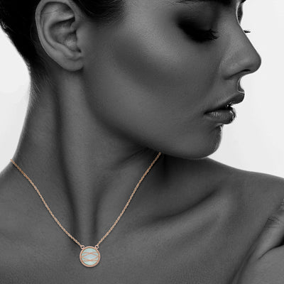 Rose Gold Plated Sterling Silver Hand Wrapped Round Chalcedony Stone Pendant Necklace