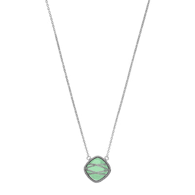 Sterling Silver Hand Wrapped Squared Chalcedony Stone Necklace