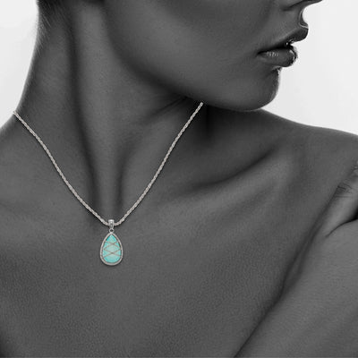 Sterling Silver Hand Wrapped Teardrop Chalcedony Stone Pendant Necklace