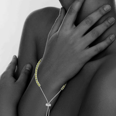 Sterling Silver Drawstring With Peridot Gemstone Bracelet