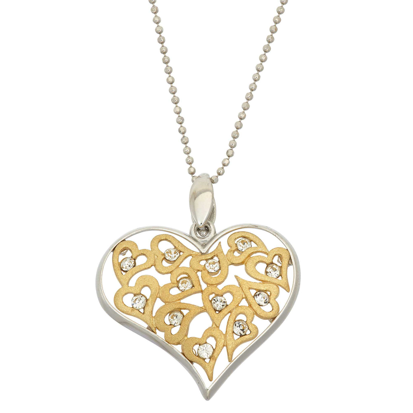 Rebecca Sloane Gold Plate Silver Heart Pendant With White Crystal
