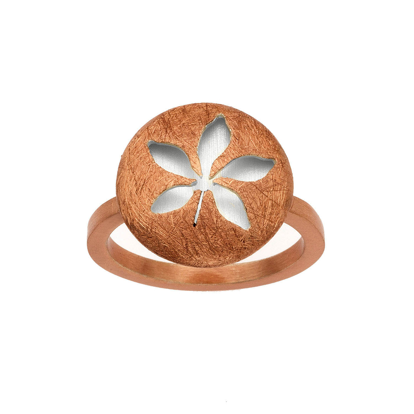 Rebecca Sloane Rose Gold and Fine Silver Plated Silver Leaf Ring