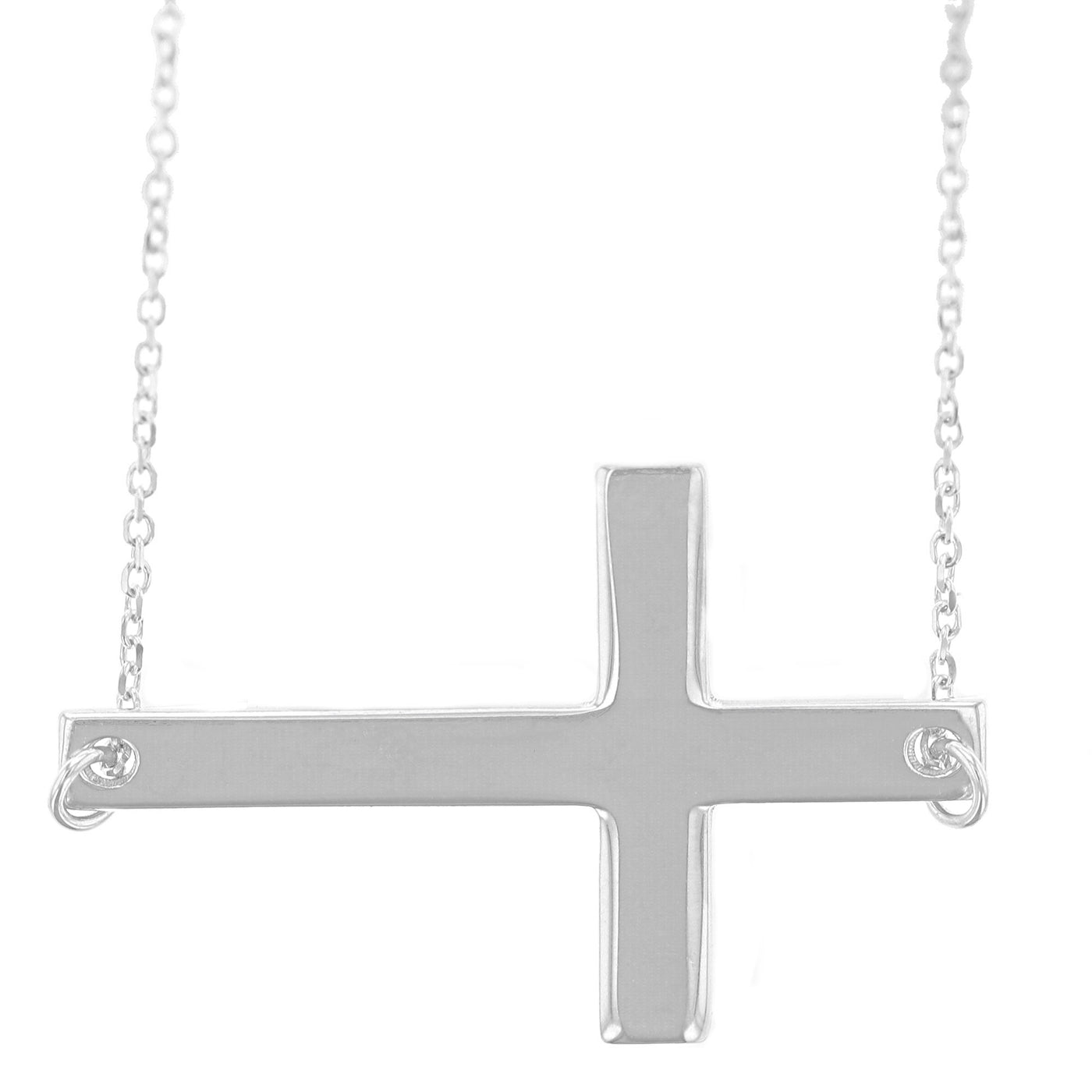Rebecca Sloane Sterling Silver Fancy Necklace with Sideways Cross