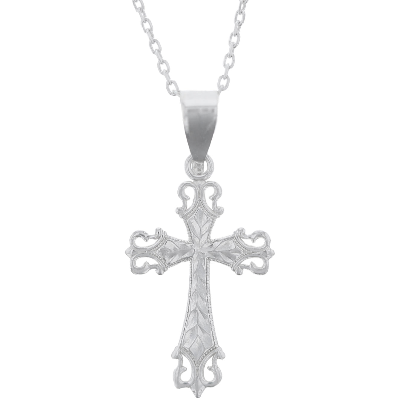 Rebecca Sloane Sterling Silver Diamond Cut Cross Pendant w/Chain