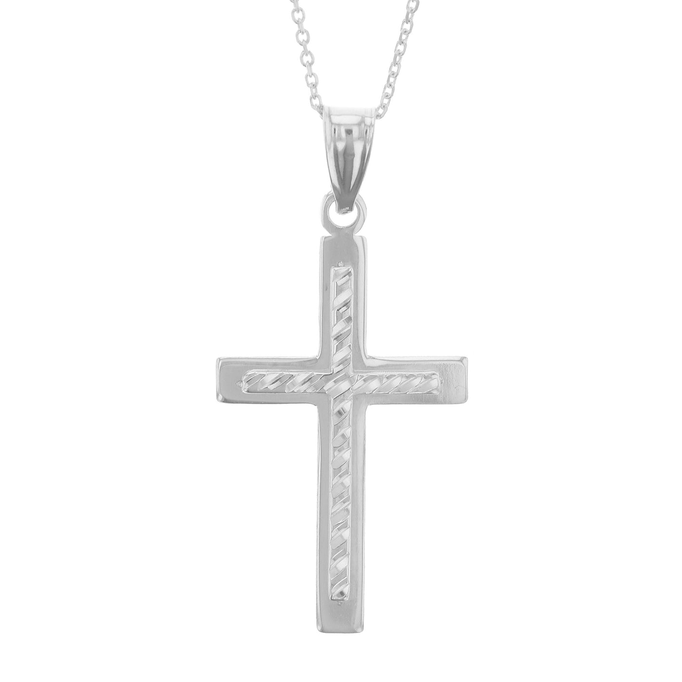 Rebecca Sloane Sterling Silver  Cross Necklace with Diamond Cut