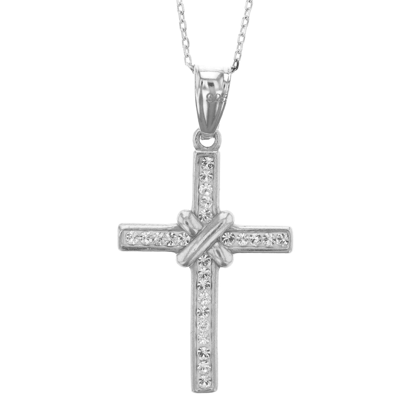 Rebecca Sloane Sterling Silver Cross Chain with Crystal